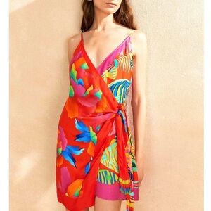 Farm Rio Mixed Ombre Chita Lenzing Ecovero Viscose Scarf Mini Dress NWOT’s sz xs